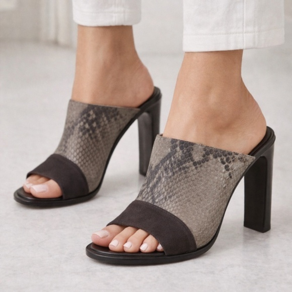 Rag & Bone Python Tristan Suede Snake-embossed Leather Sandals Mules/Sli…